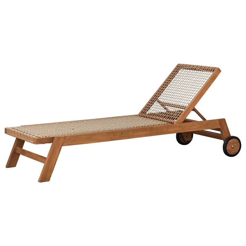 Kurume Teak Sun Lounge with Beige Cushion