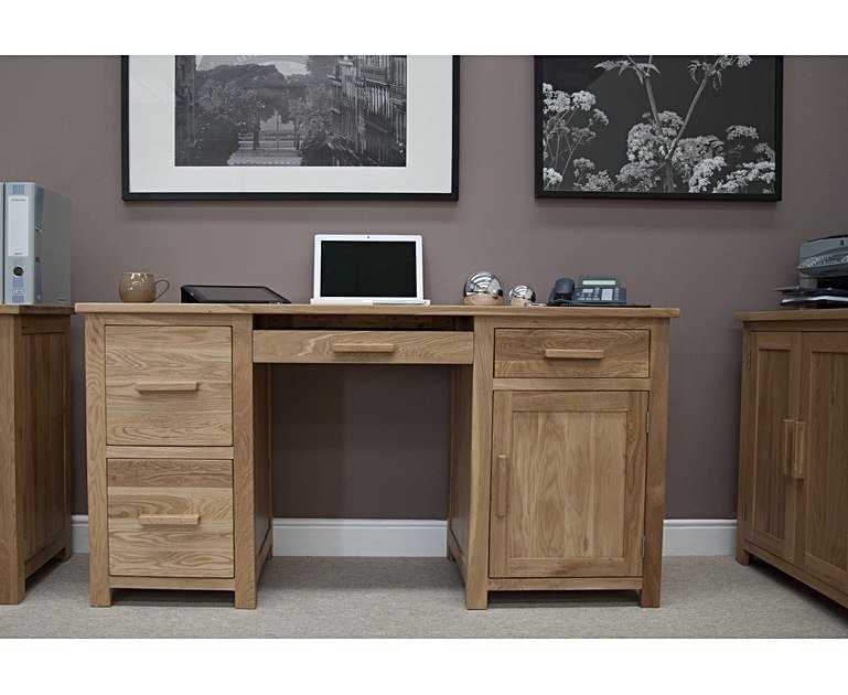 Takamatsu Teak Large Computer Desk 5 Drawer