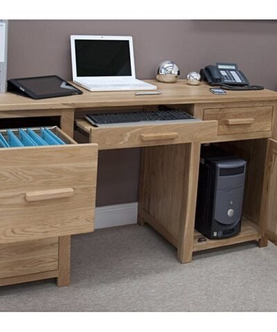 Takamatsu Teak Large Computer Desk 5 Drawer