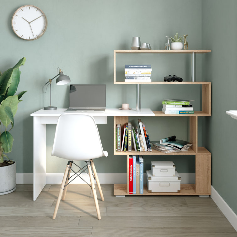 Roosendaal White Duco Study Desk With Bookshelf