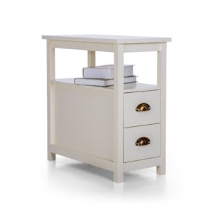 Almelo Nightstand with 2 Drawers and Open Shelves White