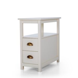 Almelo Nightstand with 2 Drawers and Open Shelves White