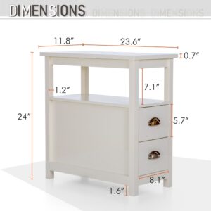 Almelo Nightstand with 2 Drawers and Open Shelves White