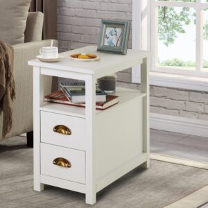 Almelo Nightstand with 2 Drawers and Open Shelves White