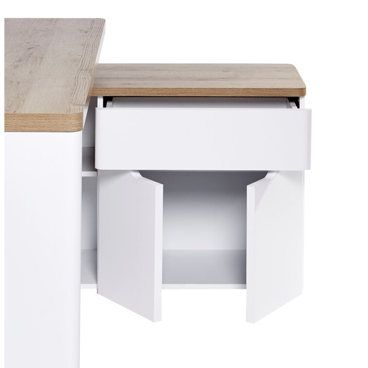 Alphen L-shaped Minimalist Study Desk With 5 Drawer