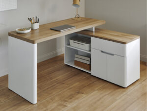 Alphen L-shaped Minimalist Study Desk With 5 Drawer