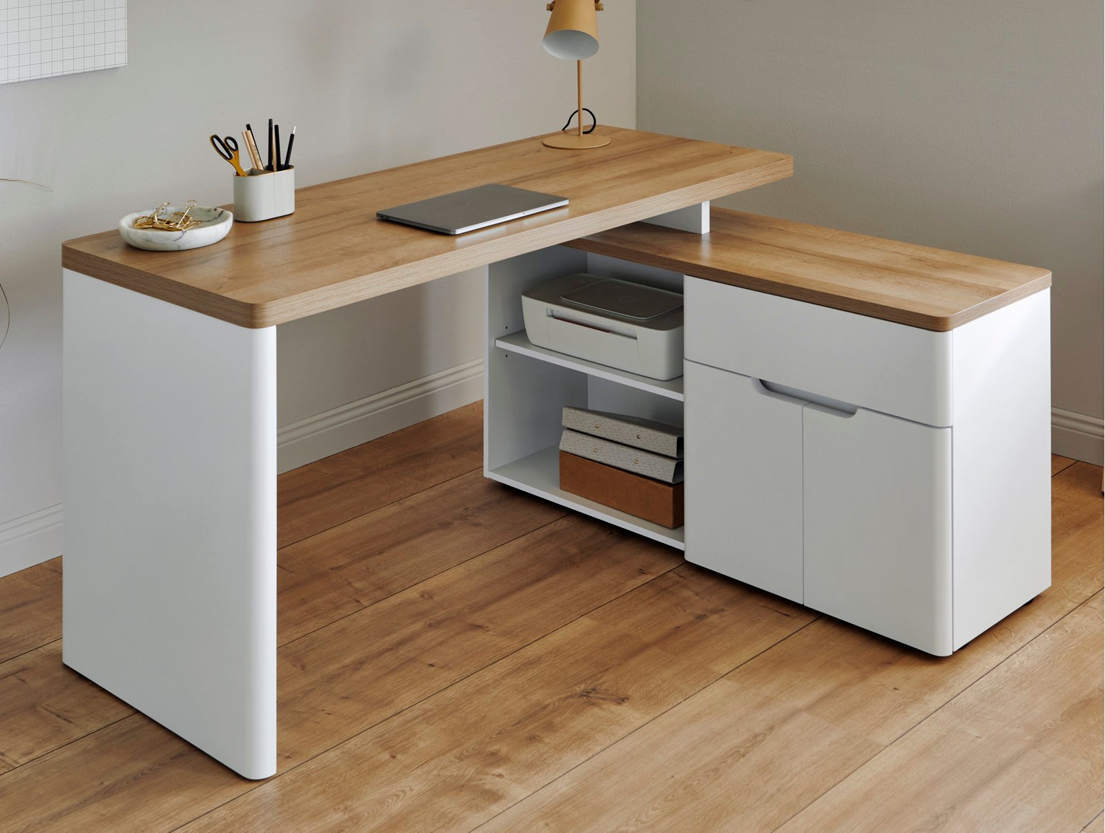 nania-kord 4 Alphen L-shaped Minimalist Study Desk With 5 Drawer