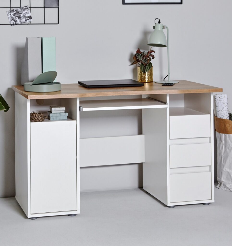 Sittard Study Desk Duco White Minimalist