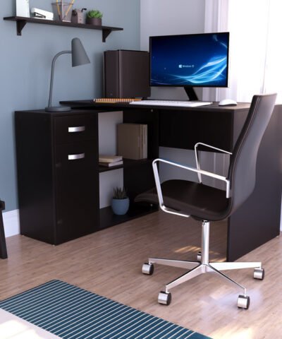Den Bosch L-shaped Computer Desk Black