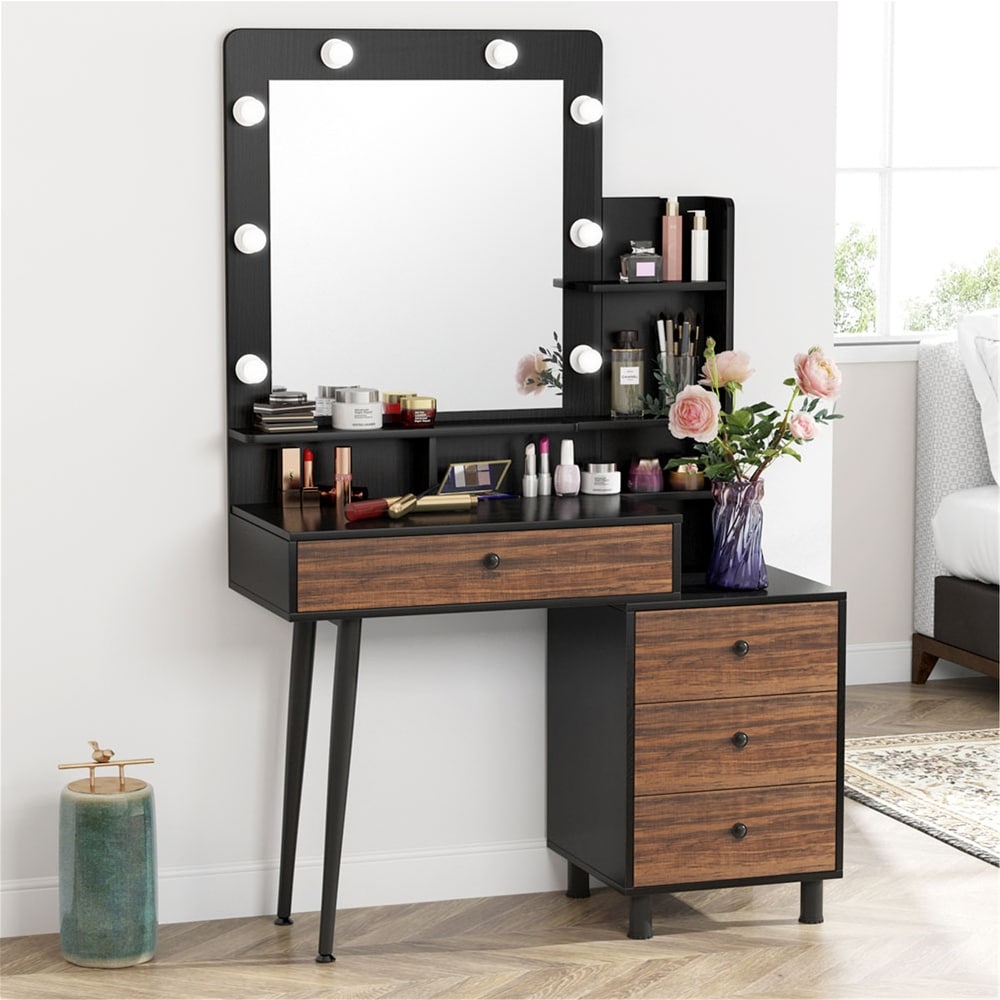 Zeist Dressing Table with Lighted Mirror Black Brown