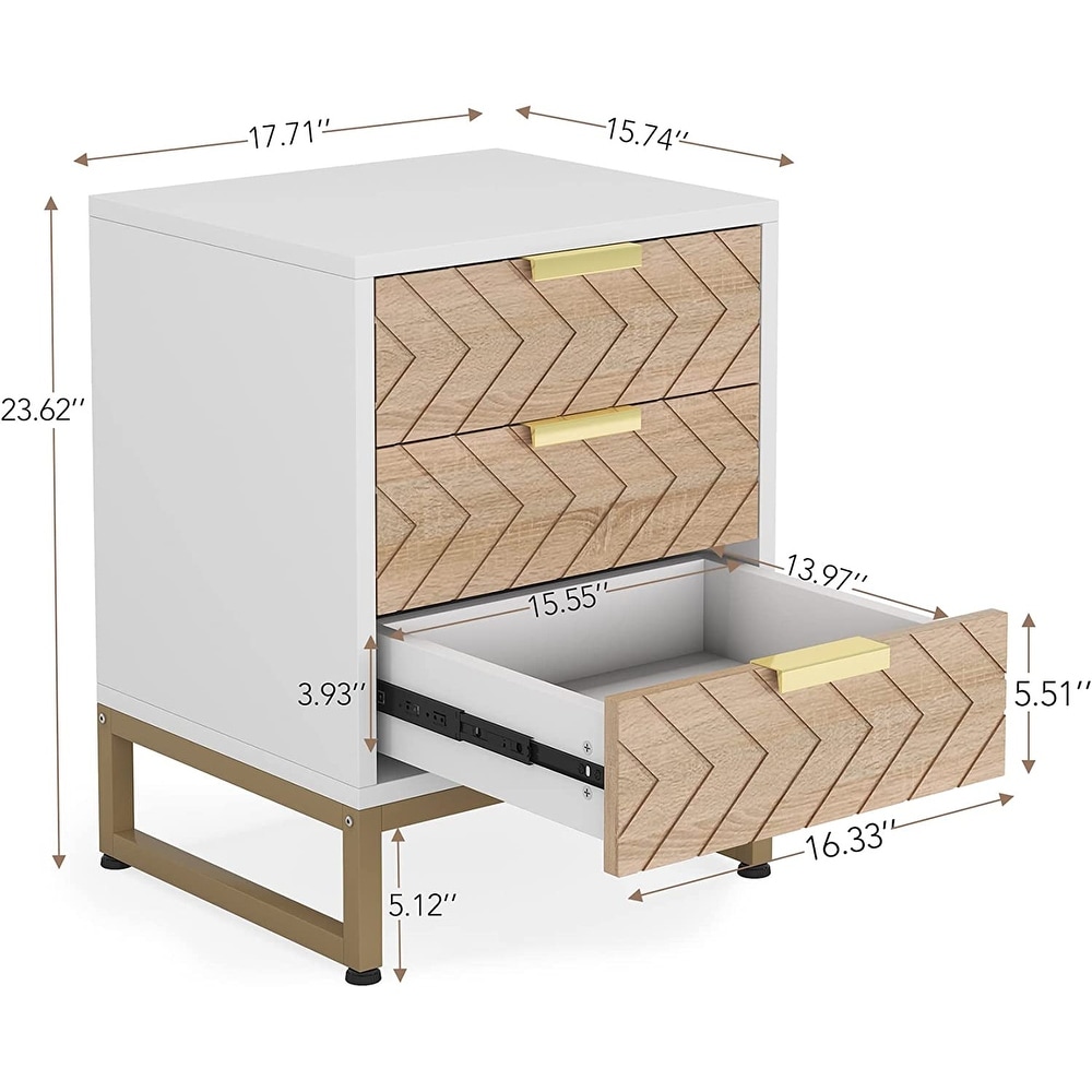 Hilversum Modern 3 Drawers Nightstand