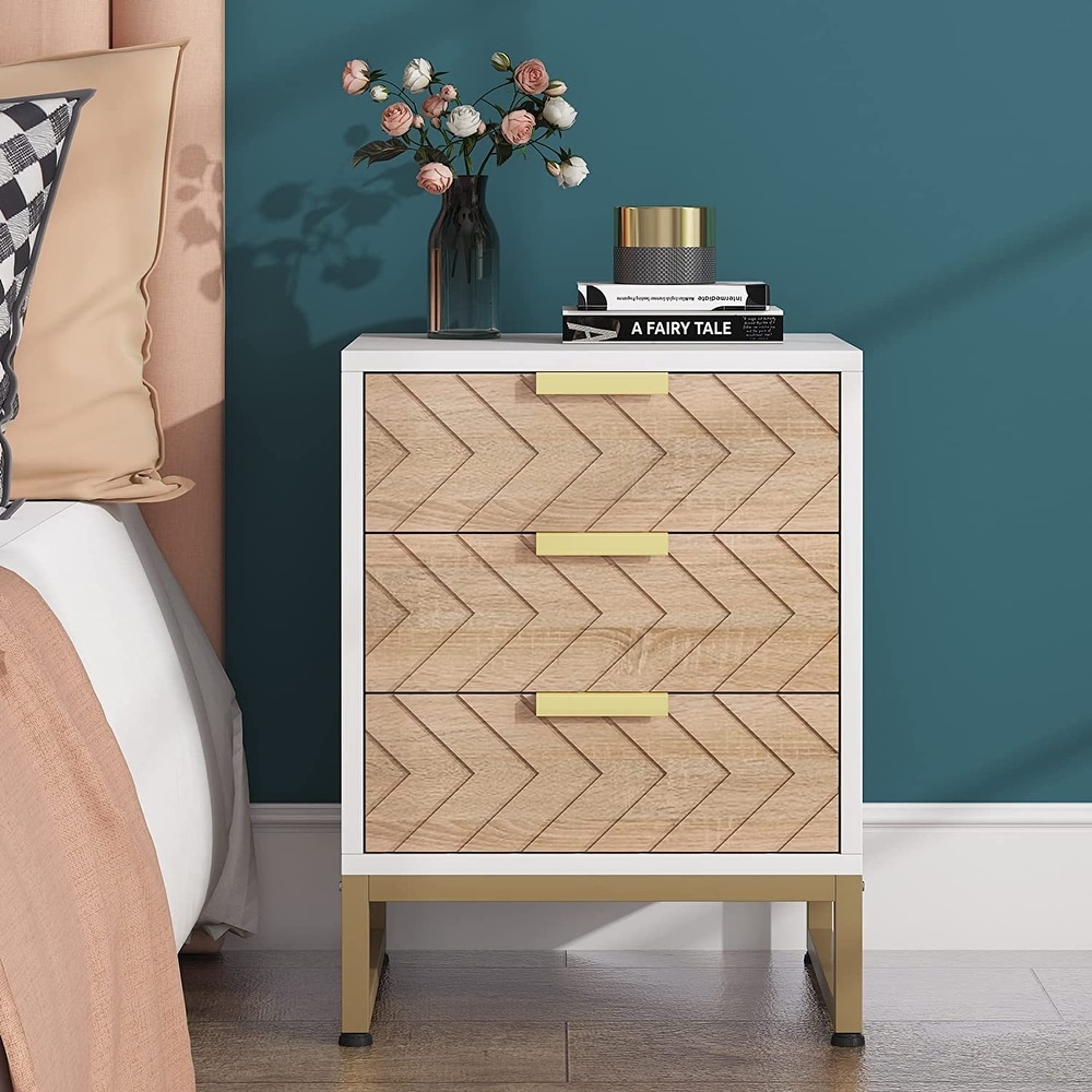 Hilversum Modern 3 Drawers Nightstand