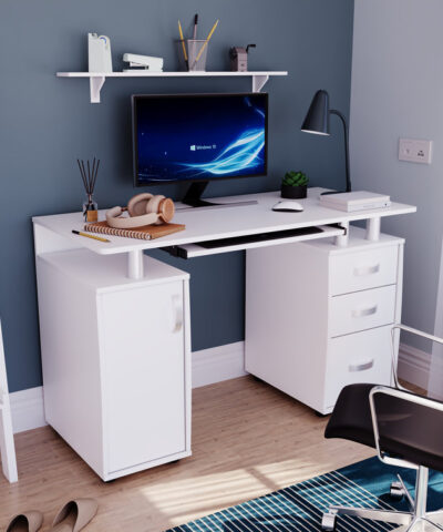 Amstelveen Computer Study Desk Full Duco White