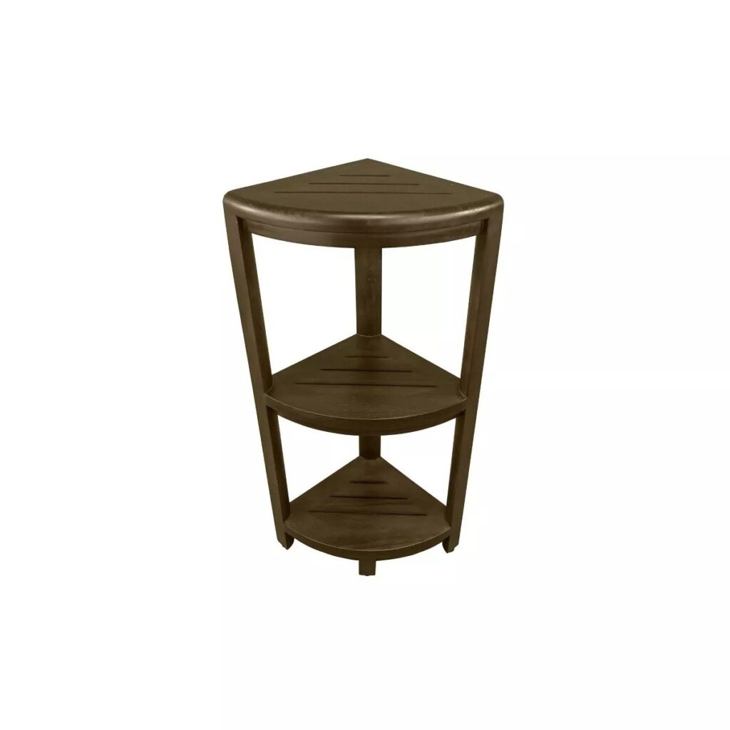 Delft Teak Shower Stool Tiered Dark Brown High