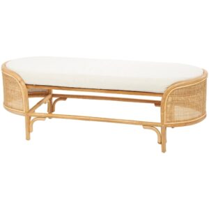 Zoetermeer Brown Rattan Oval Bench with White