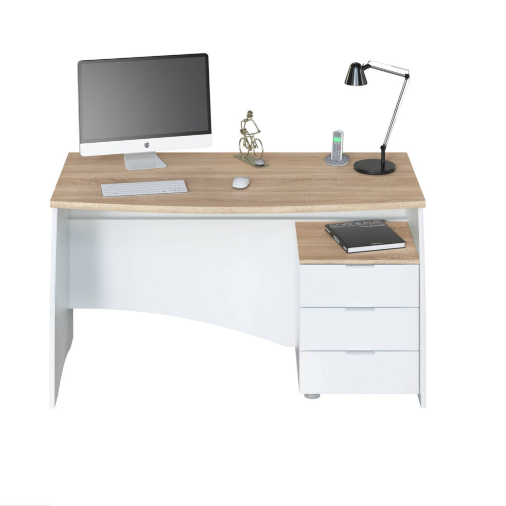 Leeuwarden Computer Study Desk Duco White Brown