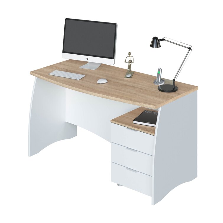 Leeuwarden Computer Study Desk Duco White Brown