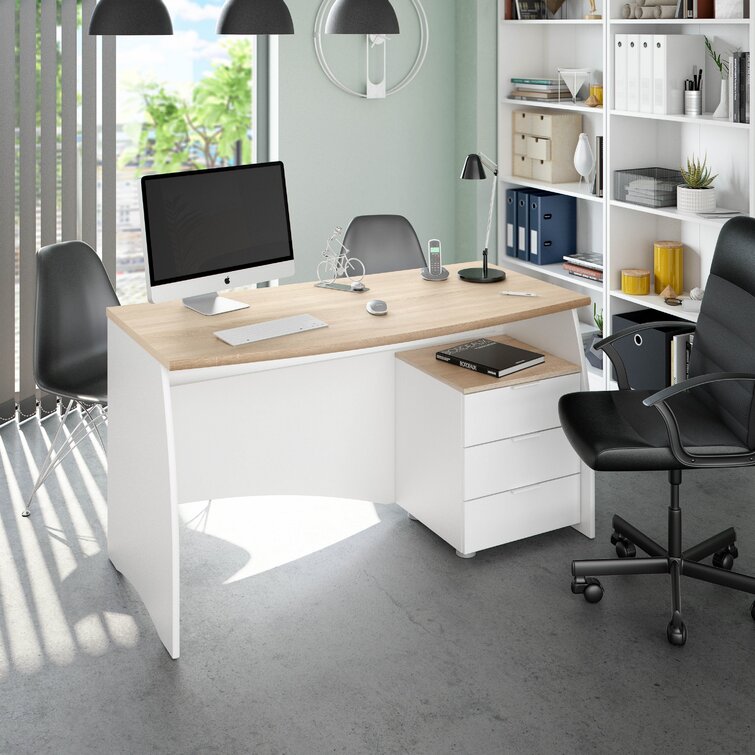 Leeuwarden Computer Study Desk Duco White Brown