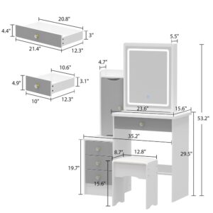 Lelystad Vanity Set with Sliding Lighted Mirror and Stool