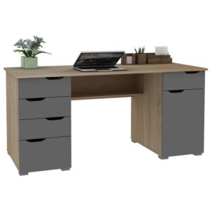 Deventer Executive Study Desk Brown and Gray