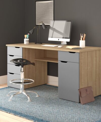 Deventer Executive Study Desk Brown and Gray