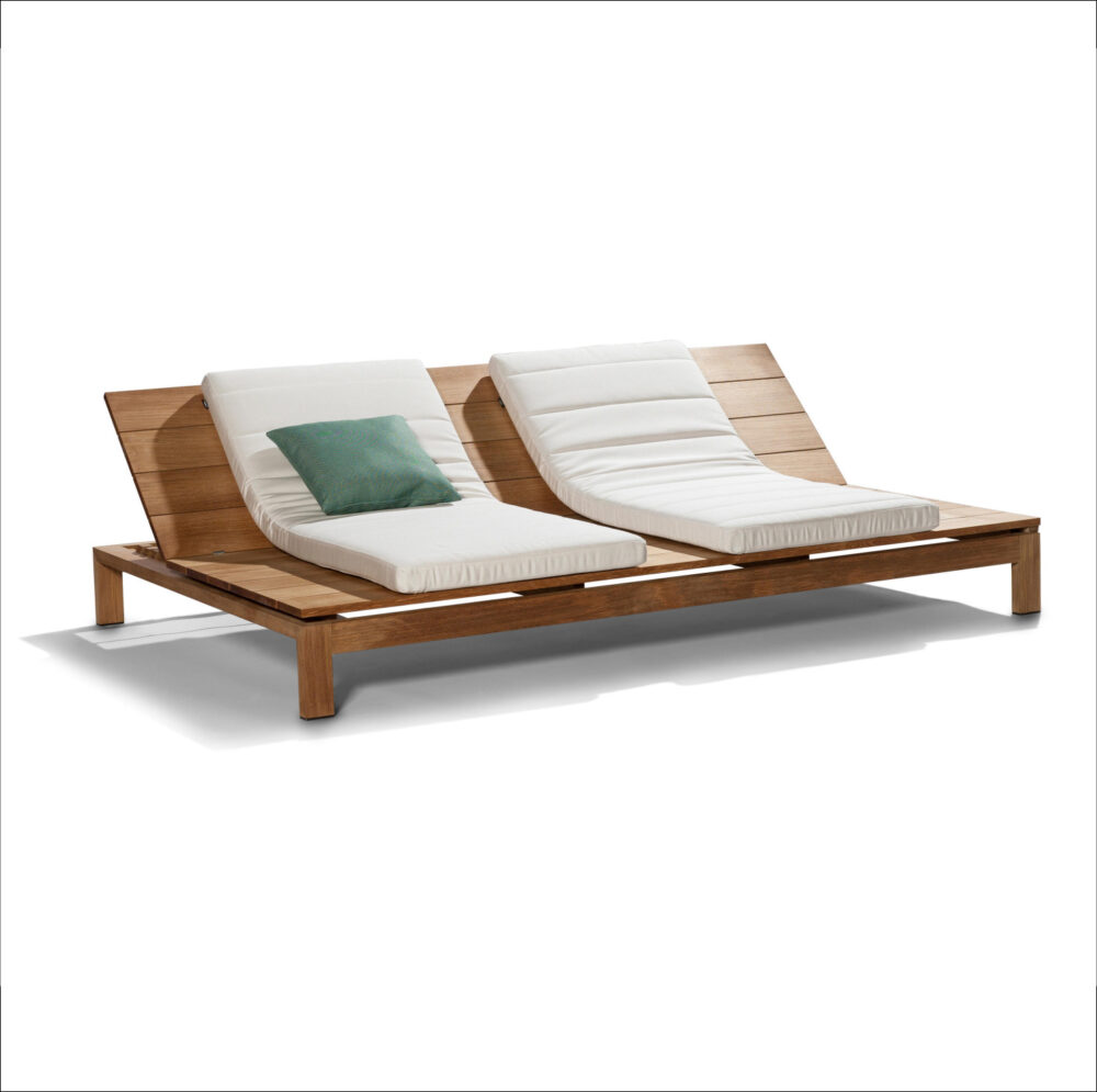 Brest Teak Solid Double Sun Lounger