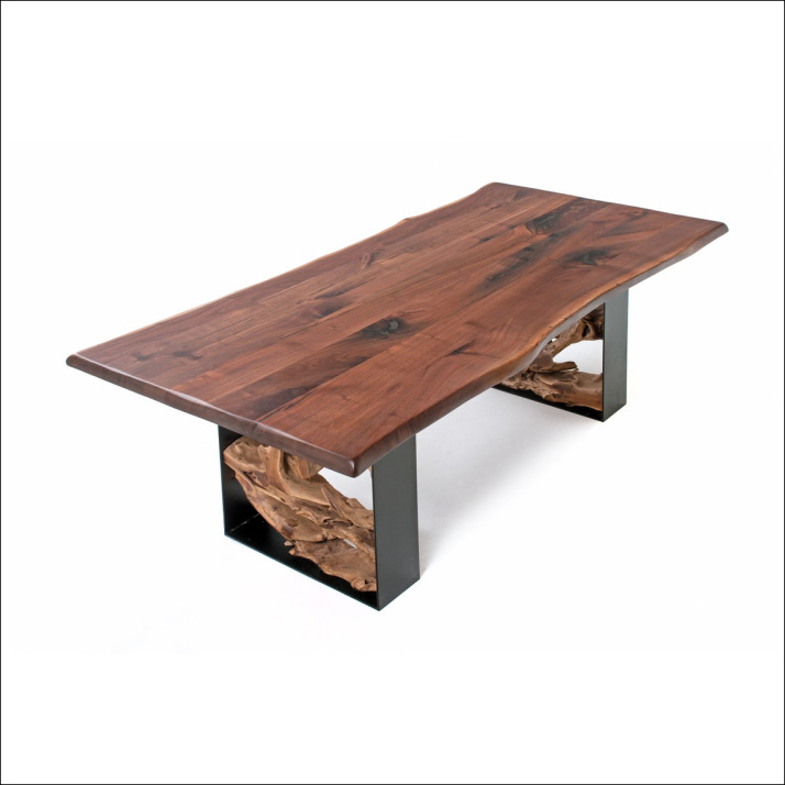 Lyon Teak Solid Aesthetic Leg Slab Table