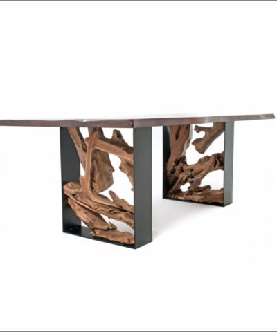 Lyon Teak Solid Aesthetic Leg Slab Table