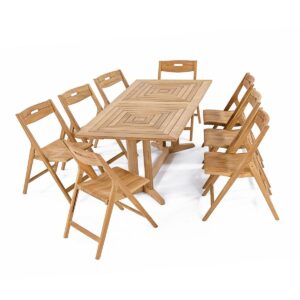 Toulon 8pc Pyramid Teak Dining Set Rectangular Table