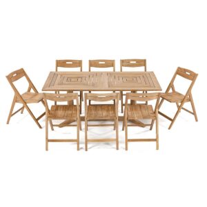 Toulon 8pc Pyramid Teak Dining Set Rectangular Table