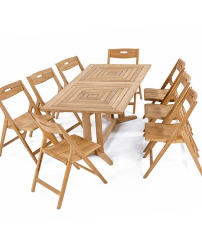 Toulon 8pc Pyramid Teak Dining Set Rectangular Table