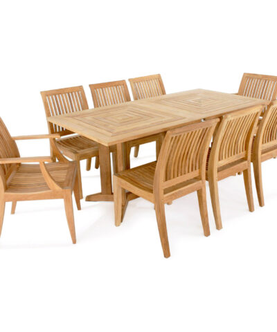 Angers 9pc Pyramid Teak Dining Rectangular Table