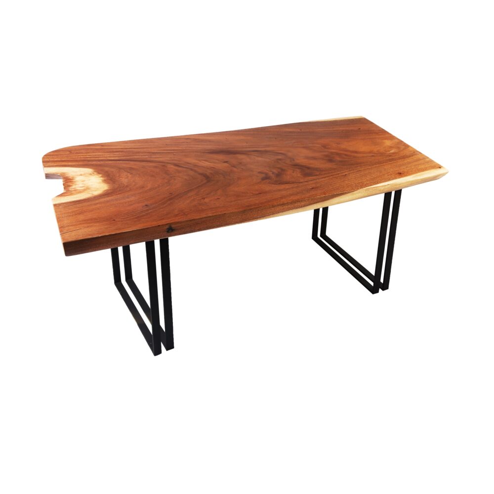 Strasbourg Teak Solid Slab Table Iron Double leg