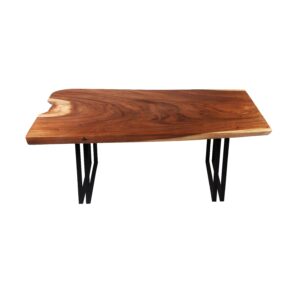 Strasbourg Teak Solid Slab Table Iron Double leg