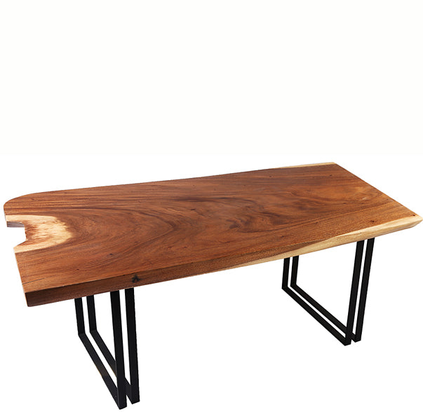 Strasbourg Teak Solid Slab Table Iron Double leg