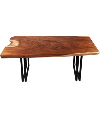 Strasbourg Teak Solid Slab Table Iron Double leg