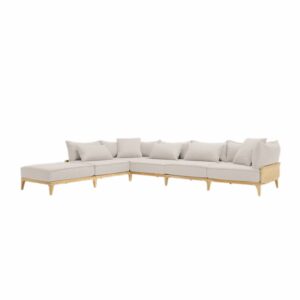 Le Mans Luxury Teak Outdoor Bluff Chaise Natural