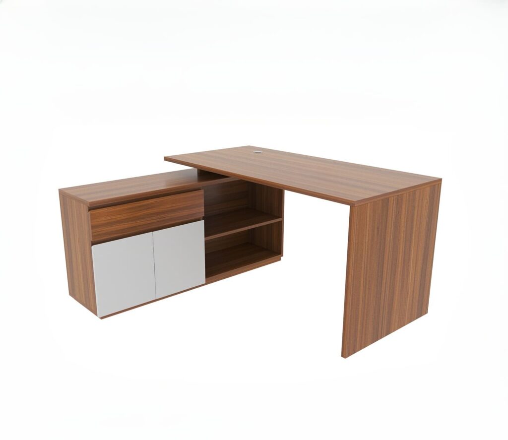 Niihama Teak Office Table With 5 Storage Drawer