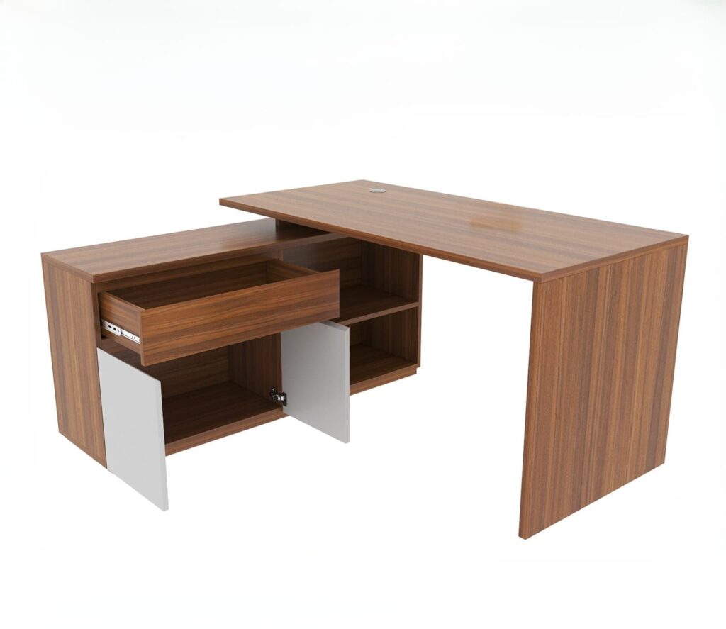 Niihama Teak Office Table With 5 Storage Drawer