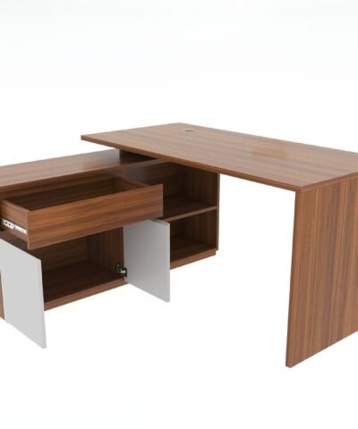 Niihama Teak Office Table With 5 Storage Drawer