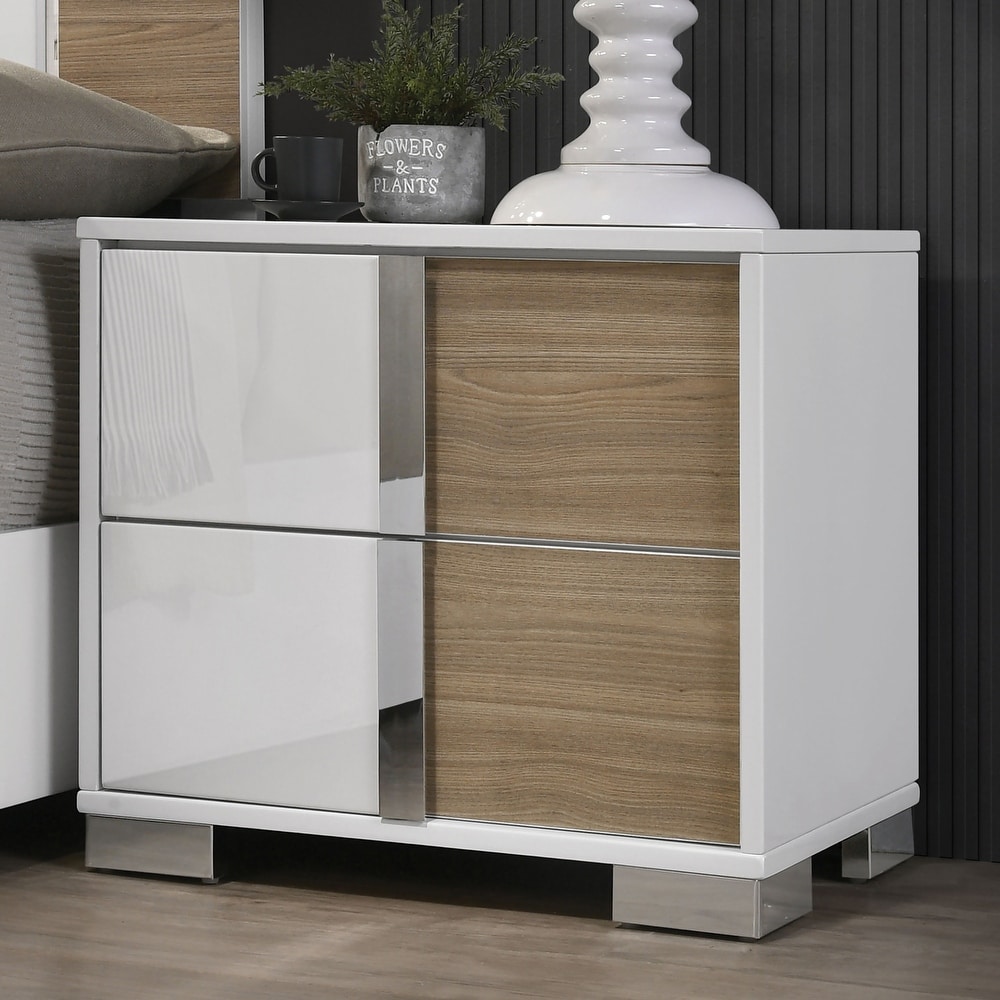 Almere White Wood 3-Piece White Wood Panel Bedroom Set