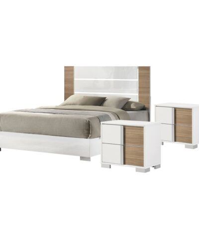 Almere White Wood 3-Piece White Wood Panel Bedroom Set