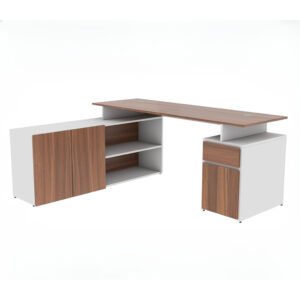 Nagareyama Teak Office Table with 6 Storage