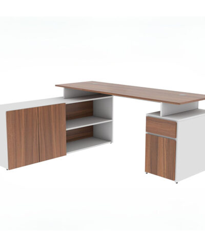 Nagareyama Teak Office Table with 6 Storage