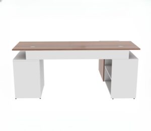 Nagareyama Teak Office Table with 6 Storage