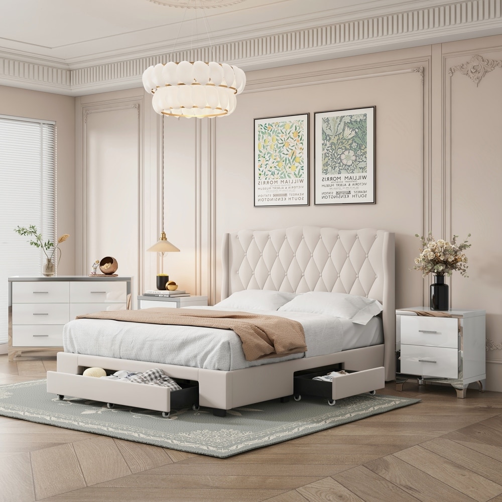 Tilburg Queen Size Upholstered Bed 4-Pieces Bedroom Set