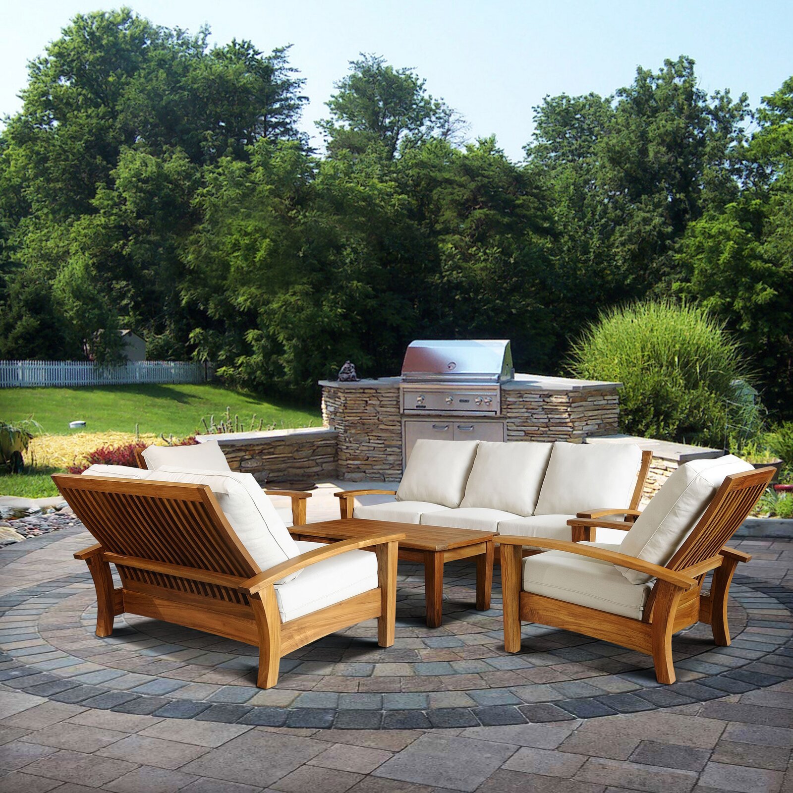 nania-koxi 6 Singapore Teak Lounger Patio Chair with Cushions