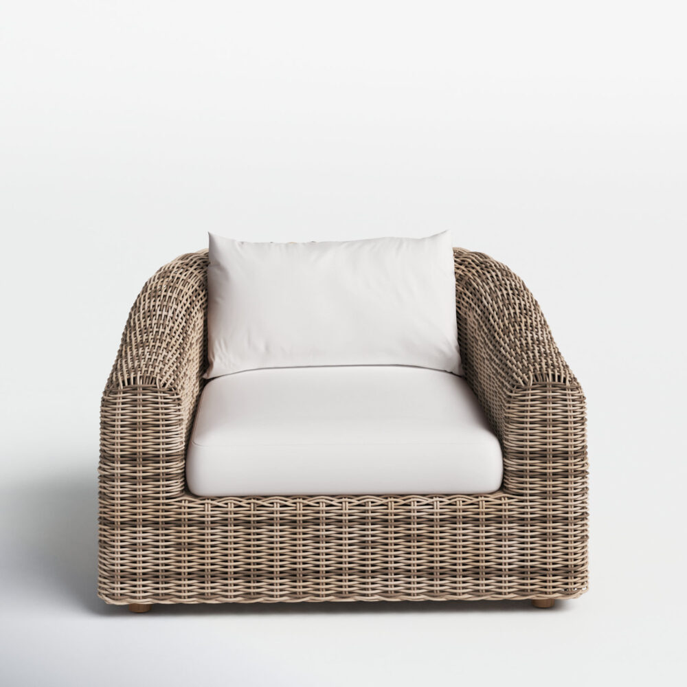 Ostend Zebra Rattan Teak Patio Chair with Cushion