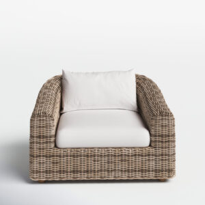 Ostend Zebra Rattan Teak Patio Chair with Cushion