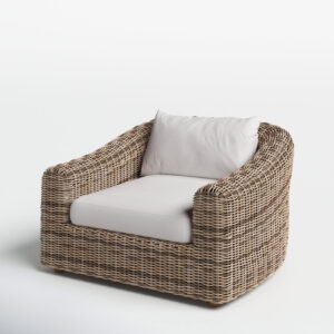 Ostend Zebra Rattan Teak Patio Chair with Cushion